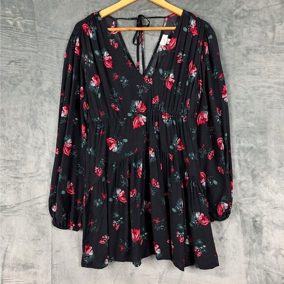 a new day Dresses & Skirts - Womens Dress Small‎ Black Romantic Boho Floral Tiered Mini Gauze Feminine Fairy